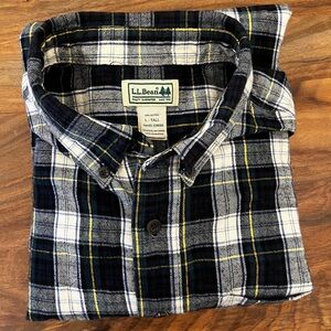 L.L. Bean Flannel Shirt Mens Tall L Black And Yellow Long Sleeve